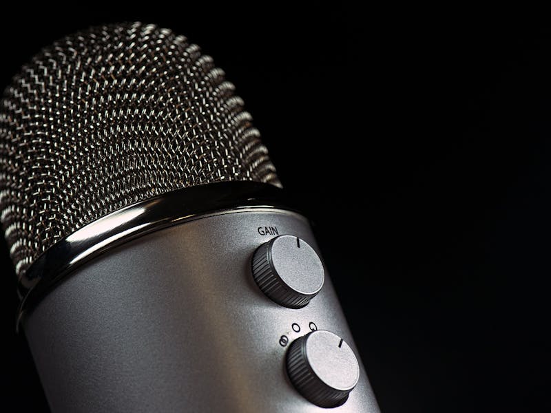 Professional condenser microphone in a studio setting